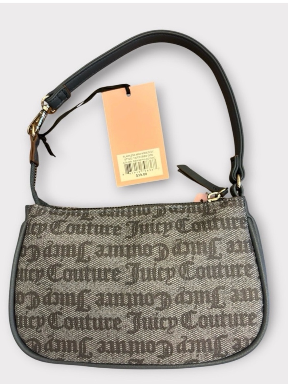 Juicy Couture Brown Logo Monogram Shoulder Bag with Gold Heart Charm - Picture 2 of 5